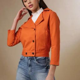 Campus Sutra Orange Regular Fit Jacket-image-53
