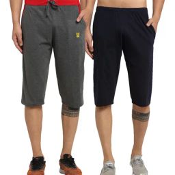 Vimal Jonney Navy & Grey Regular Fit Capris - Pack of 2-image-77