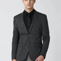 Van Heusen Black Slim Fit Striped Blazer-picture-40