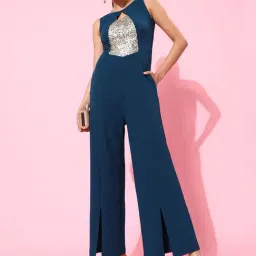 Miss Chase Teal Blue Embellished Jumpsuit-image-77