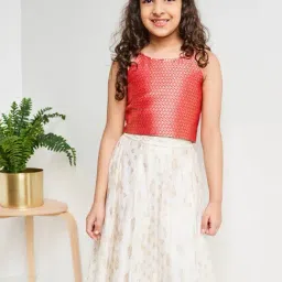 Global Desi Girl Kids Red Zari Work Top-picture-13