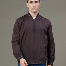 Red Tape Brown Olive Nylon Regular Fit Solid Reversible Jacket-10