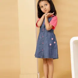 Budding Bees Girls Blue Regular Fit Clothing Set-image-2