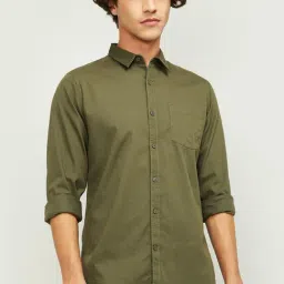 Fame Forever by Lifestyle Green Cotton Regular Fit Shirt-picture-27