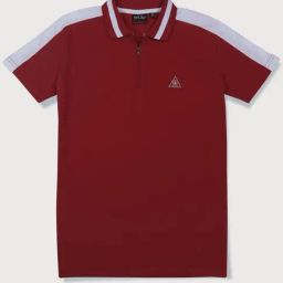 Gini & Jony Kids Red & White Color Block Polo T-Shirt-image-25