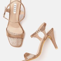 ELLE Women Gold-Toned Solid Stiletto Heel Sandals-24