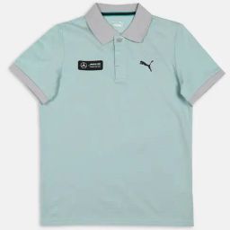 Puma Kids Mercedes AMG Petronas Green & Grey Cotton Logo Polo T-Shirt-image-59