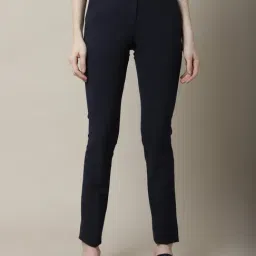 Cantabil Navy Mid Rise Flat Front Trousers-image-19