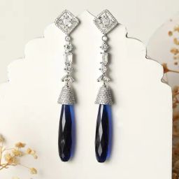 Saraf RS Jewellery Silver Blue AD Studded Statement Earrings-image-38
