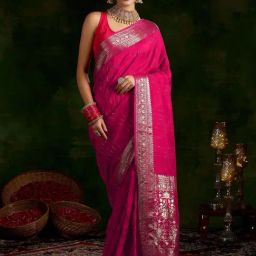 Libas Pink Ethnic Motifs Saree-image-15