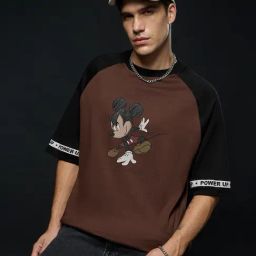 The Souled Store Brown Cotton Loose Fit Printed T-Shirt-picture-18