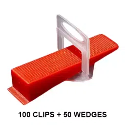 TileMaster 100 Pcs Tile Leveling Spacer Clip with 50 Wedges 4 mm Non-Magnetic Durable Plastic Red & White 9 cm Length TM-97 image 2