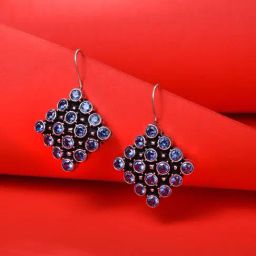 Saraf RS Jewellery Silver Plated Blue Statement Drop Earrings-22