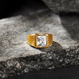 GIVA 925 Sterling Silver Golden Zircon Glory Ring Adjustable 19 9.5 For Men-picture-42