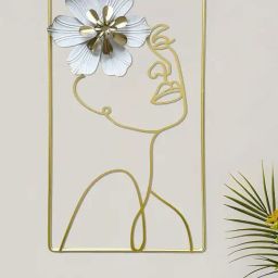 Art Street White Metal Wall Art Hanging Flower With Women Face-picture-44