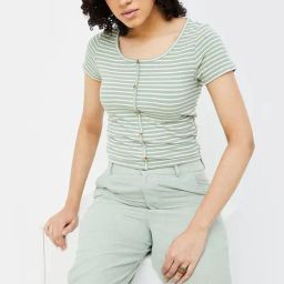 Ginger by Lifestyle Sage Green & White Striped Top-picture-10