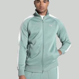 Puma Green Regular Fit Colour-Block Sports Jacket-image-59