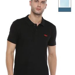 Force NXT Black & Alaskan Blue Cotton Regular Fit Polo T-Shirt-image-22