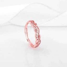 GIVA 925 Sterling Silver Rose Gold Zircon WIndIng Wave Ring Adjustable For Women-image-7