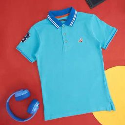 Pantaloons Junior Turquoise Blue Cotton Regular Fit Polo T-Shirt-picture-27