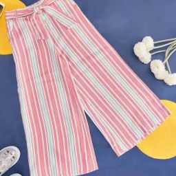 Pantaloons Junior Kids Pink & Blue Striped Trousers-image-104