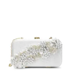 Lavie White Embellished Clutch-picture-0