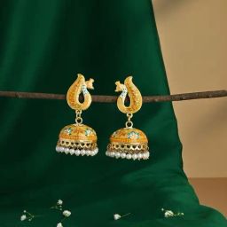 Fida Gold Plated Multicolor Meenakari Jhumki Earrings for Women-image-42