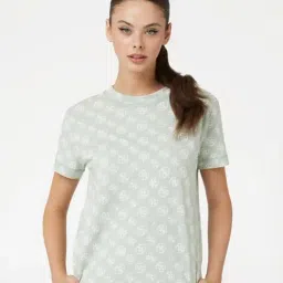 Guess Sage Green Fashion Printed Regular Fit T-Shirt-picture-47