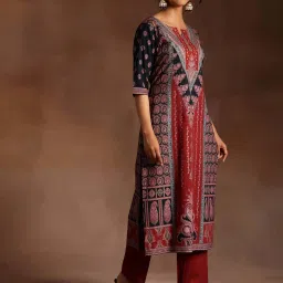 Libas Black Ethnic Motif Printed Kurta with Printed Trouser and Printed Dupatta image 4
