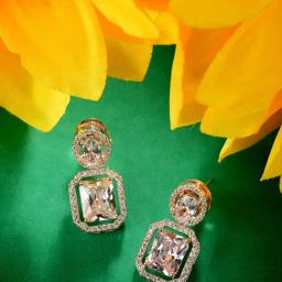 Saraf RS Jewellery Silver Plated AD Embellished Minimal Drop Earrings-45