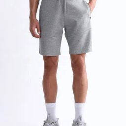 Uspa Active Grey Cotton Slim Fit Self Pattern Sports Shorts-image-1