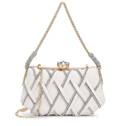 Lavie White Embellished Clutch-picture-1