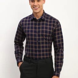 Allen Solly Navy Cotton Slim fit Checks Shirts-image-55