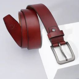 Allen Solly Maroon Leather Waist Belt for Men-picture-34