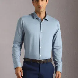 Louis Philippe Blue Cotton Slim Fit Shirt-picture-18