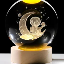 Awestuffs Yellow Printed Acrylic Spherical Table Lamp with Adjustable Cord and Bulb-picture-8