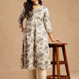 Vbuyz Floral Printed V-Neck A-line Kurta-picture-11