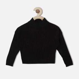 Vitamins Girls Black Self Flat Knit Top-image-9