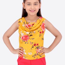 CUTECUMBER Girls Yellow & Pink Printed Top-image-91