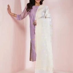 Fabindia White Woven Pattern Dupatta-image-90