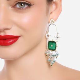 Zaveri Pearls Green Kundan Artificial Stones & Beads Dangler Earring-ZPFK16745-28