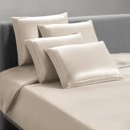 Sansaar Pink Cotton Plain 210 TC King Flat Bedsheet with 2 Pillow Covers-picture-2