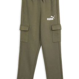 Puma Kids Olive Cotton Logo Cargo Pants-image-85