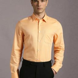 Louis Philippe Peach Cotton Regular Fit Shirt-picture-17