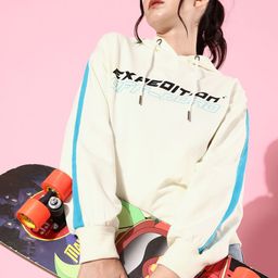 The Roadster Life Co. Subtle Cream Printed Hooded Pullover Hyper Graphics Sweatshirt-image-83