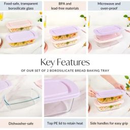 Nestasia Borosilicate Containers Airtight Glass Tiffin Box Set of 2 with Lid (1500 ml Each) image 4