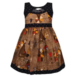 Wish Karo Kids Brown Printed Frock-image-90