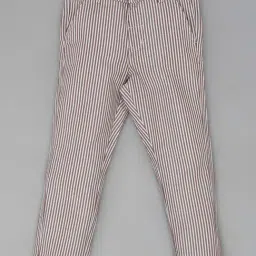 YOUMAA Boys Brown Cotton Striped Trousers-image-59