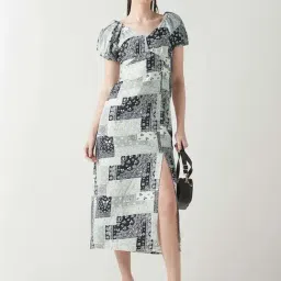 Bewakoof Black Print Regular Fit Dress-image-3