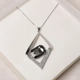 Sohi women's crystal crescendo pendant charcoal black-image-40